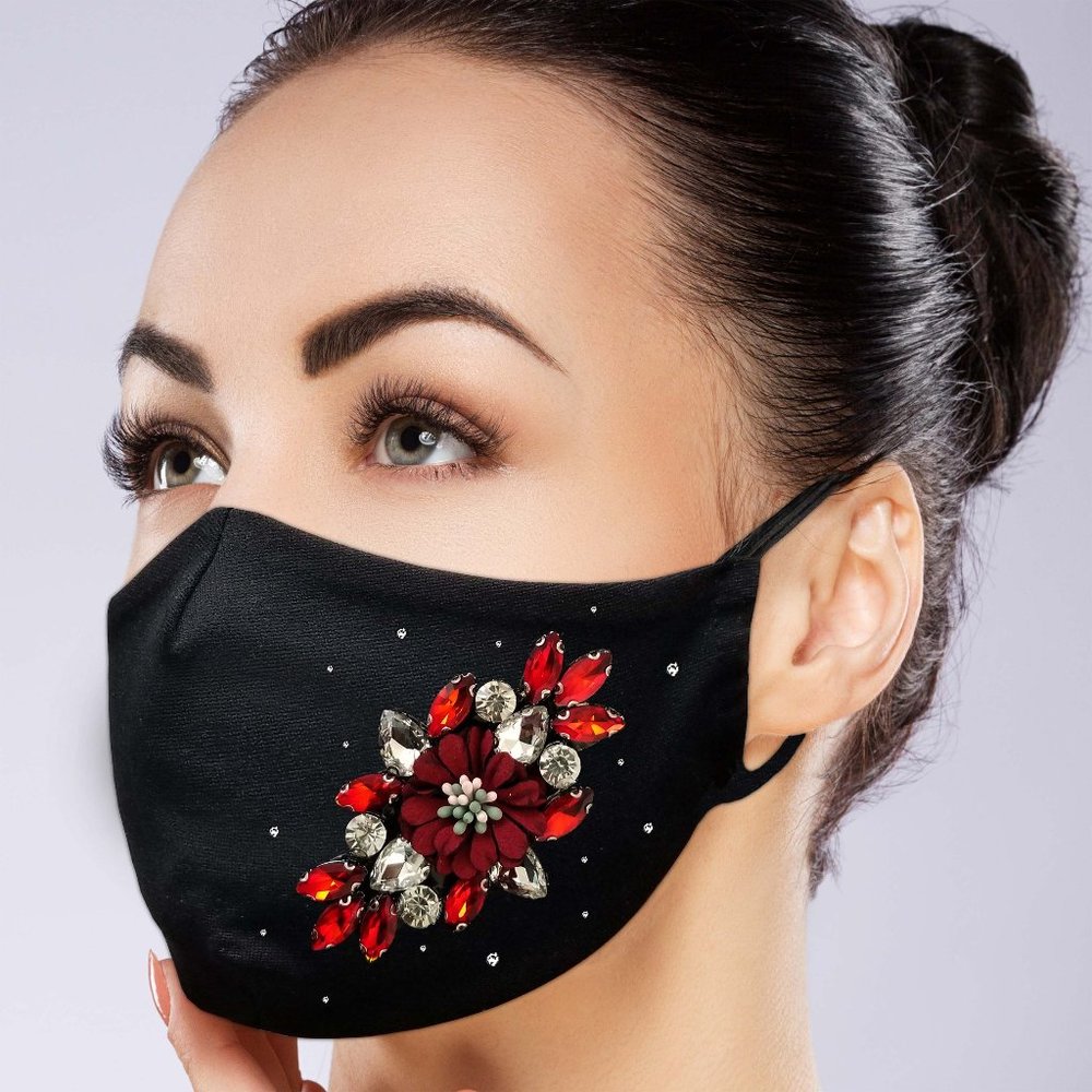 Jewelry Flower Face Mask w/ filter pocket